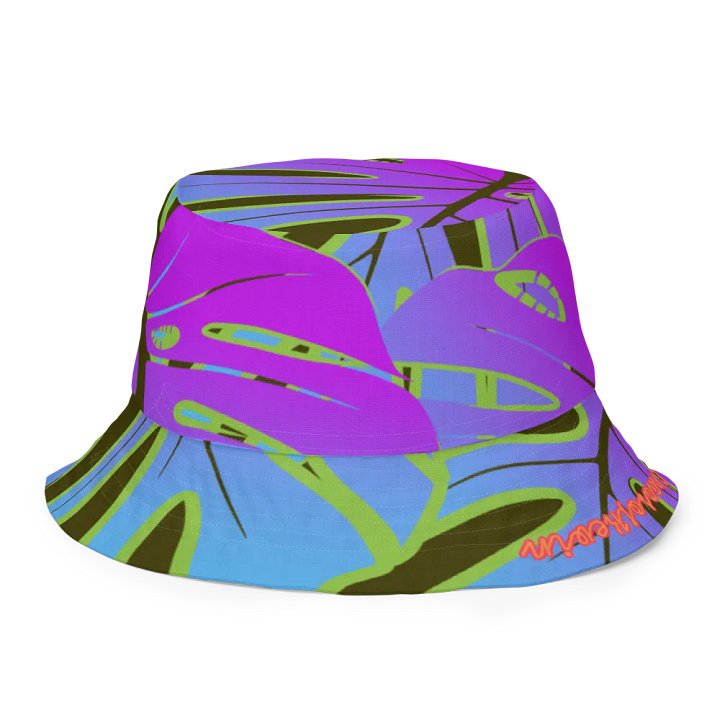 Dark Mode Neon Monstera Madness Reversible Bucket Hat product image (2)