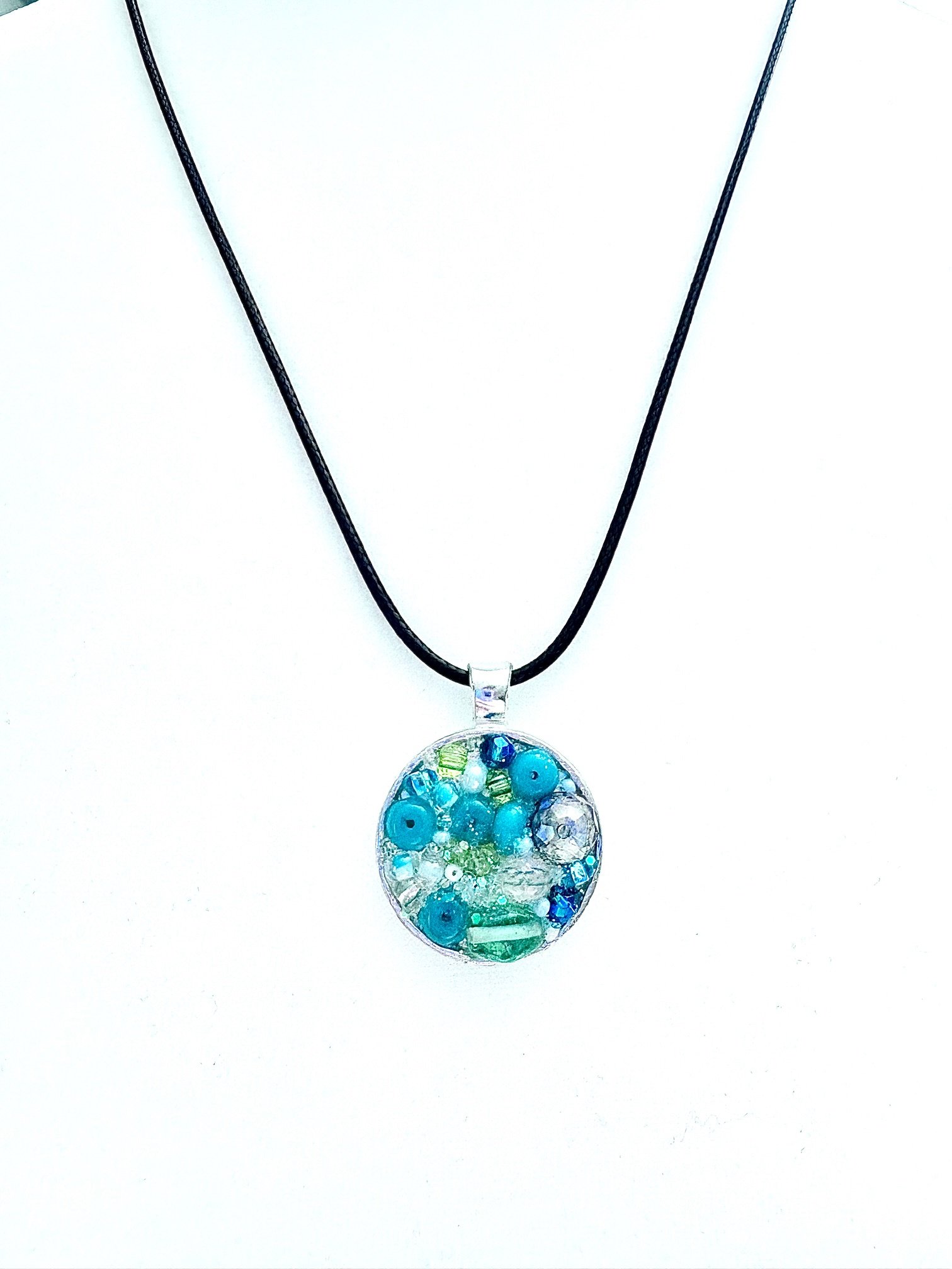 MFD-00010 | Ocean Dreamscape Pendant Necklace | Handmade Gradient Bead Art | Coastal Charm Jewelry by Monique Faella Designs™ product image (3)