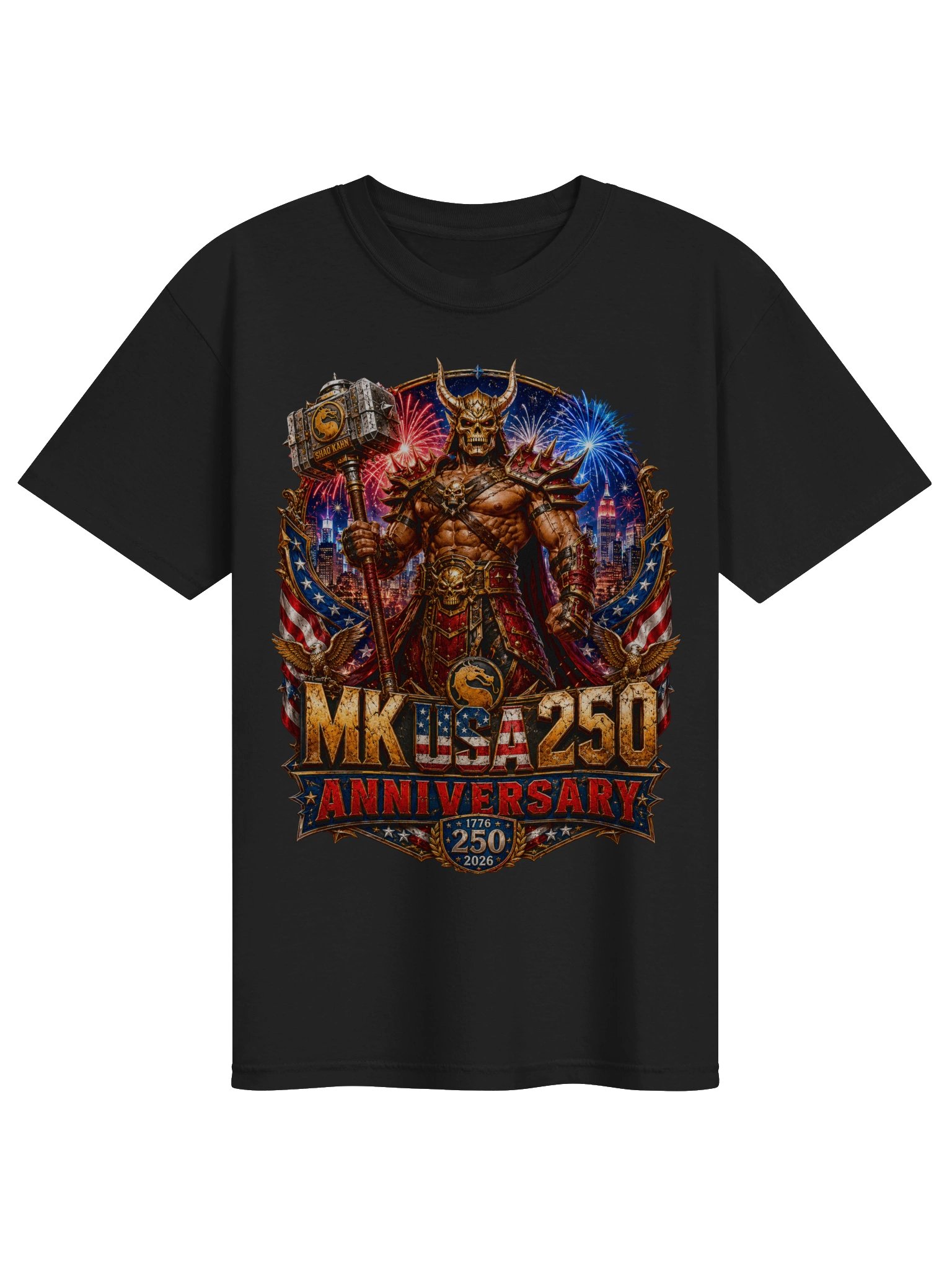 USA 250th Anniversary Warrior King Shirt, Armored Emperor Gaming Tee, America 1776–2026 Patriotic Graphic T-Shirt product image (4)