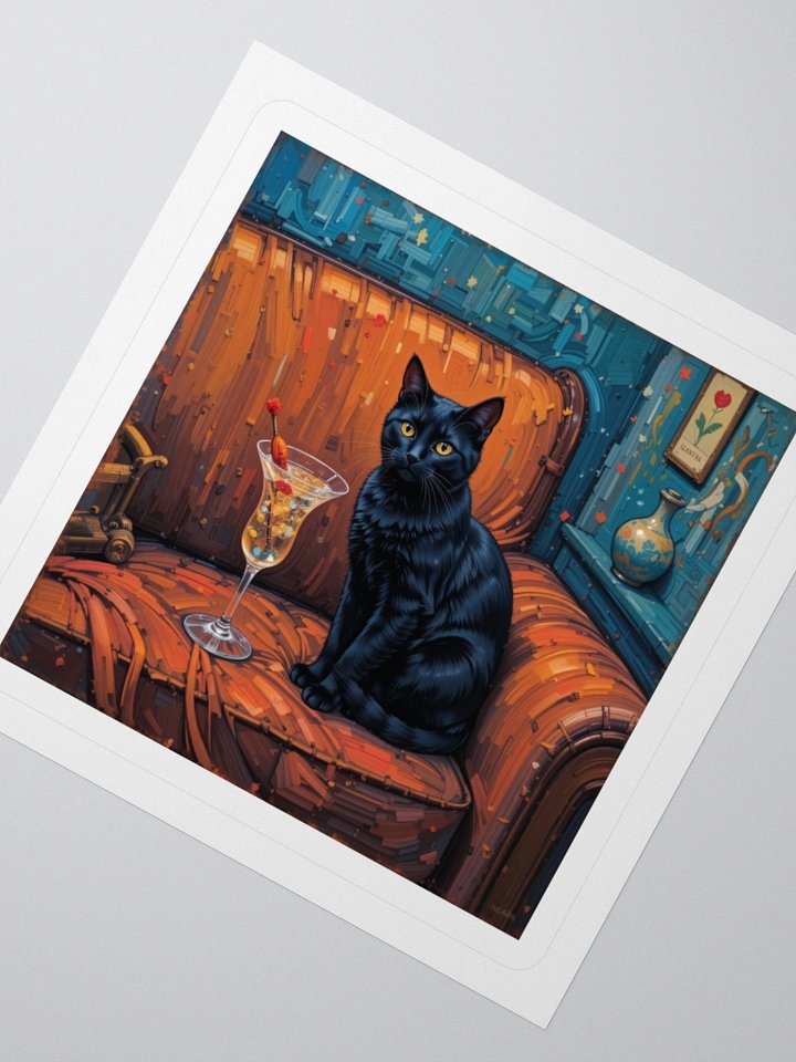 BLACK CAT ON COUCH NEXT TO MARTINI product image (7)