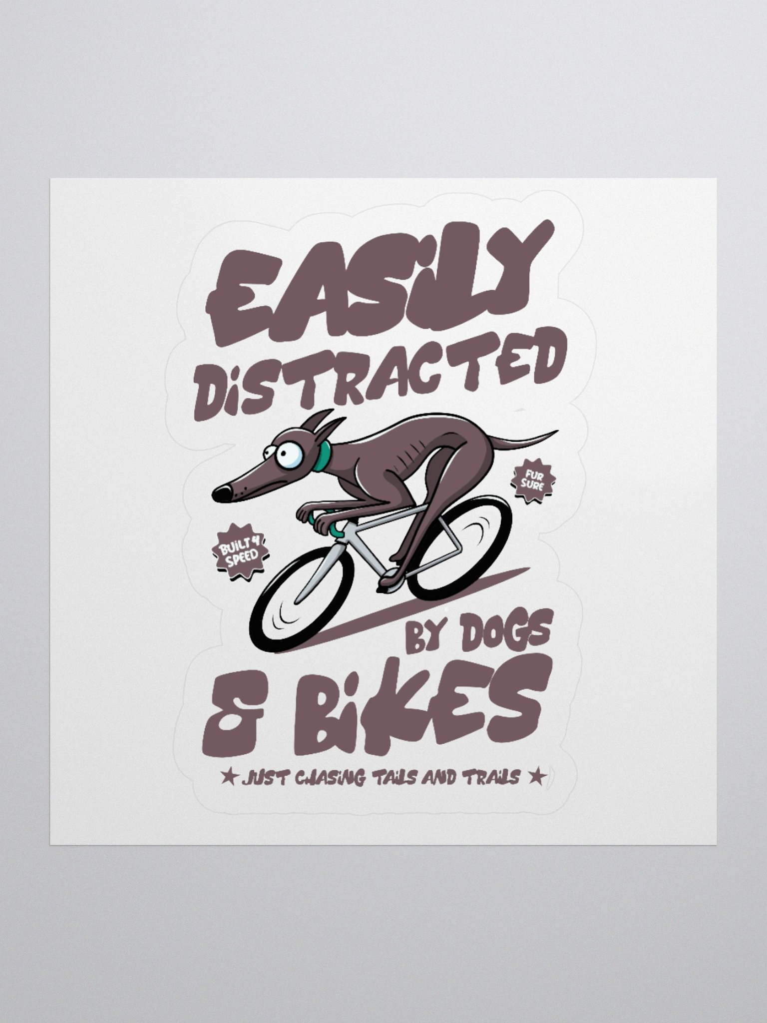 Easily Distracted by Dogs & Bikes Vinyl Sticker – Funny Greyhound Biking Decal for Cyclists & Dog Lovers product image (2)