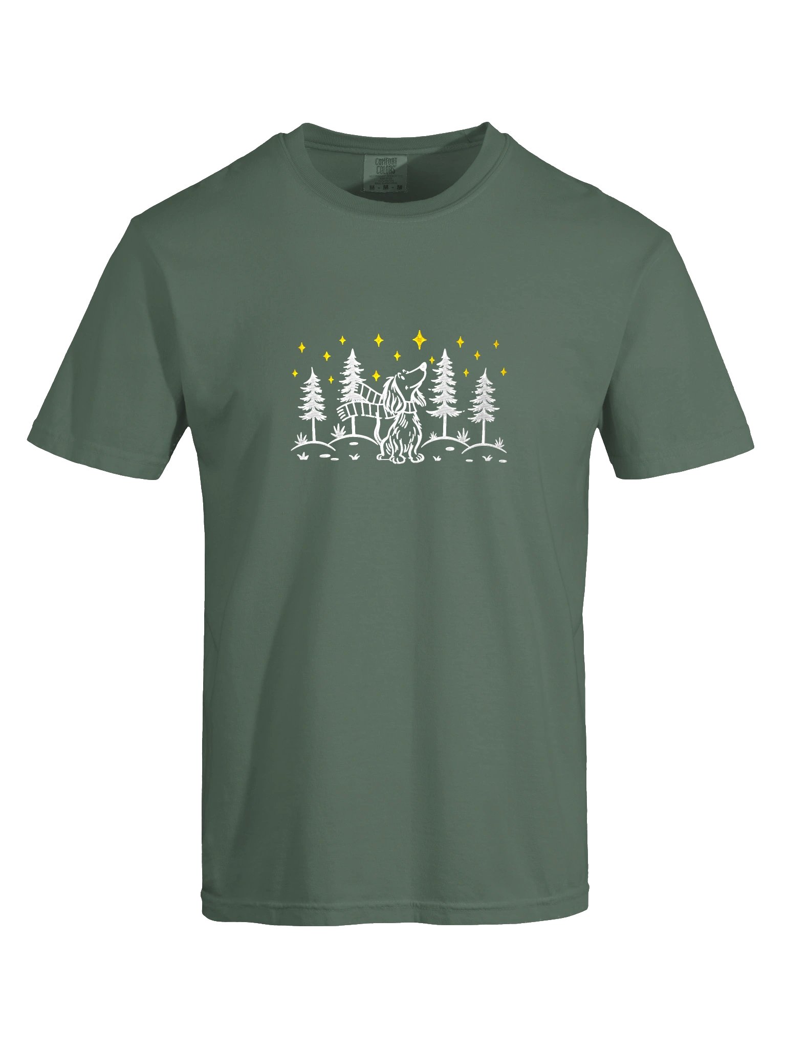 Longhaired Dachshund Winter/Christmas Line Art Design Embroidered T-Shirt product image (13)