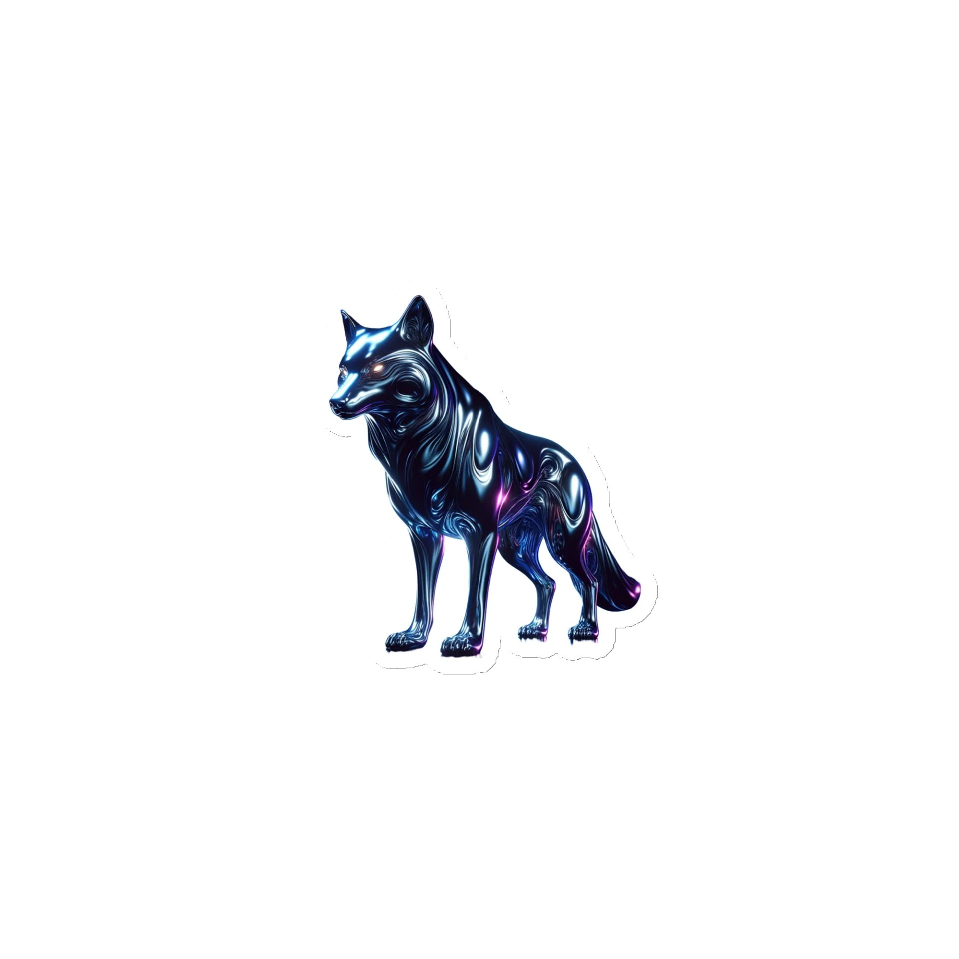 Liquid Metal Wolf #2 Die-Cut Magnet product image (1)