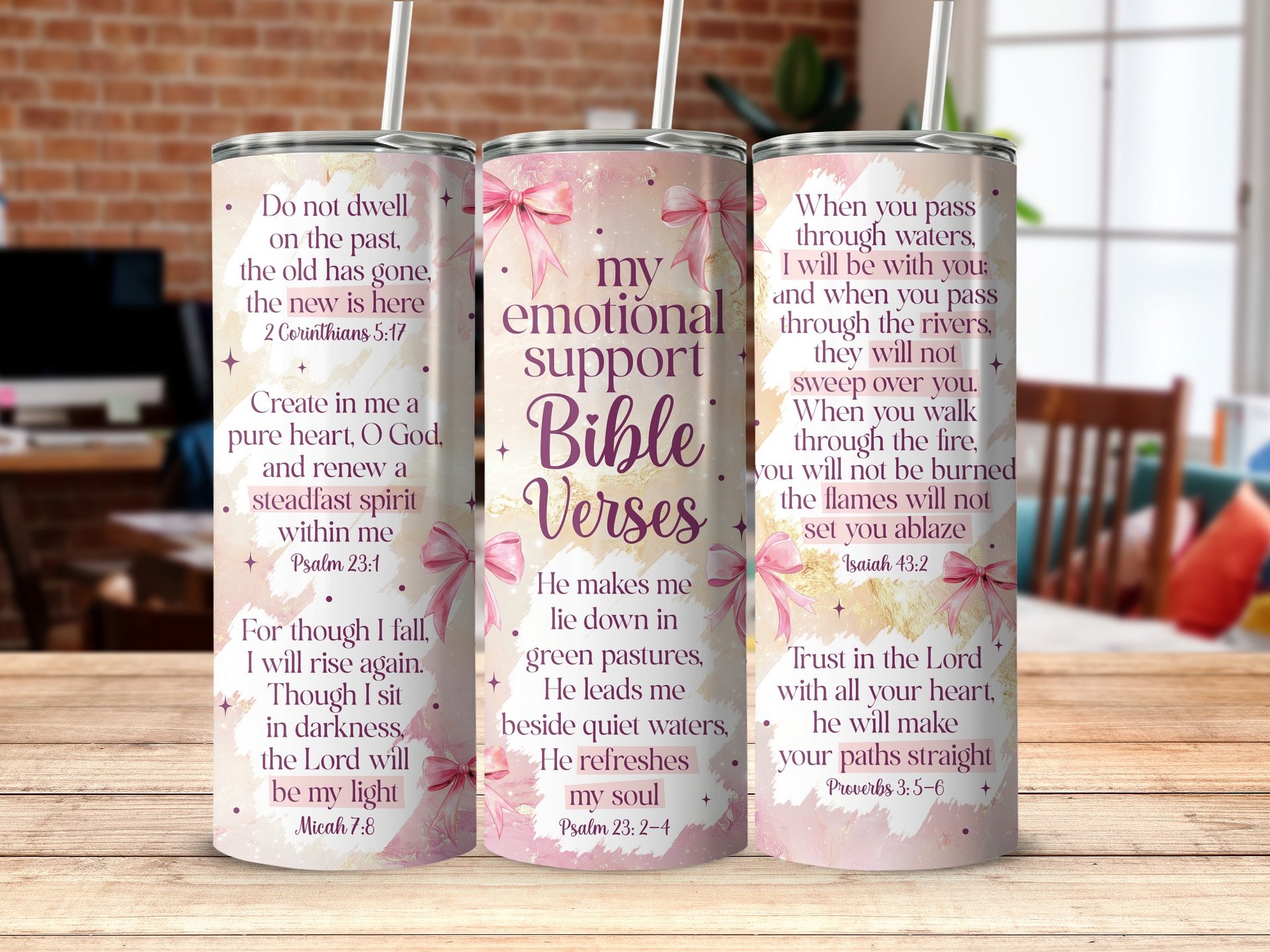 Christian Faith Tumbler, Bible Verses Jesus God, Boho Pink 20oz Tumbler Full Wrap PNG, Seamless Sublimation Design, Digital Download product image (6)