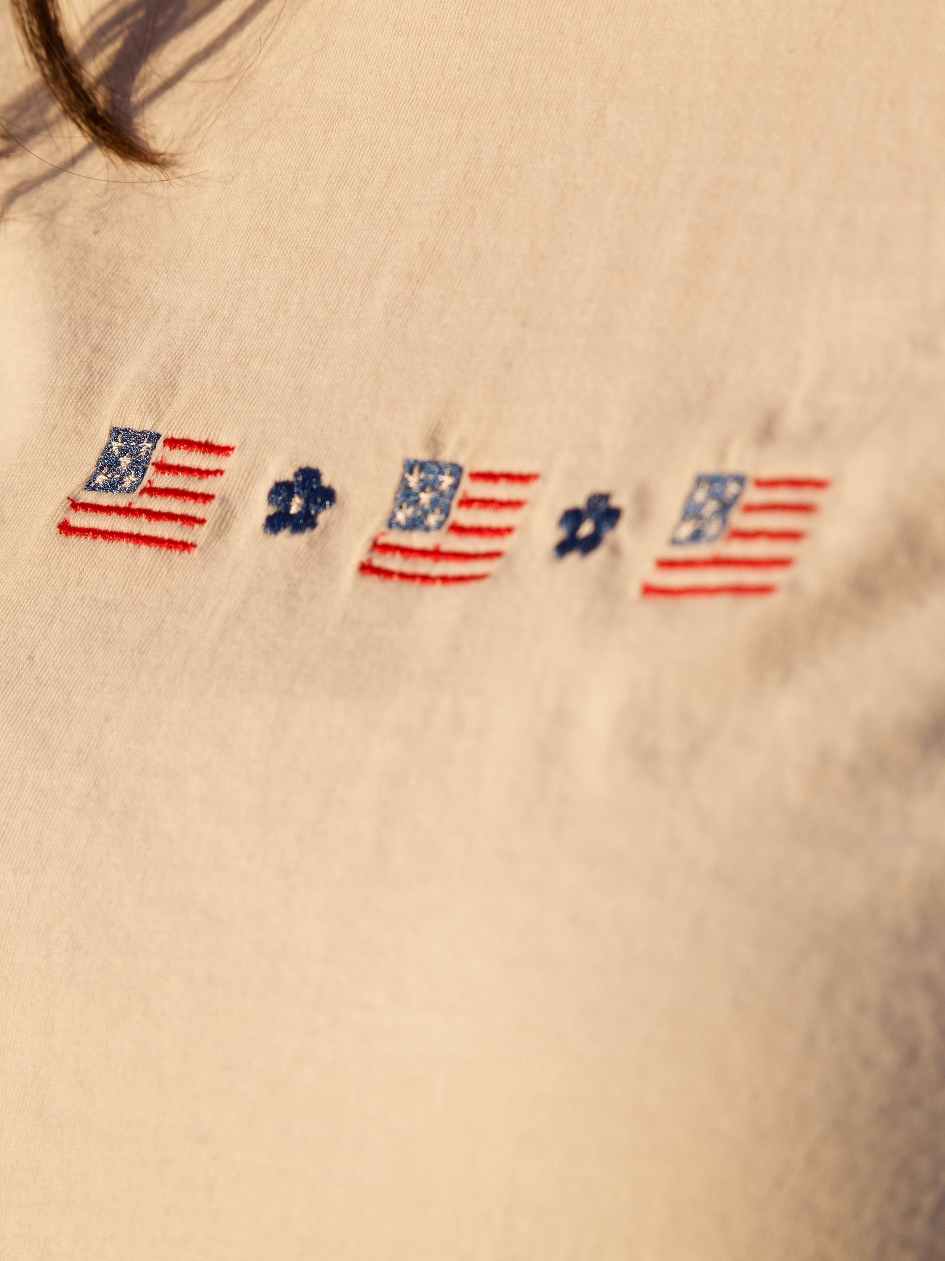 American Flag Flower Embroidered Tee product image (6)