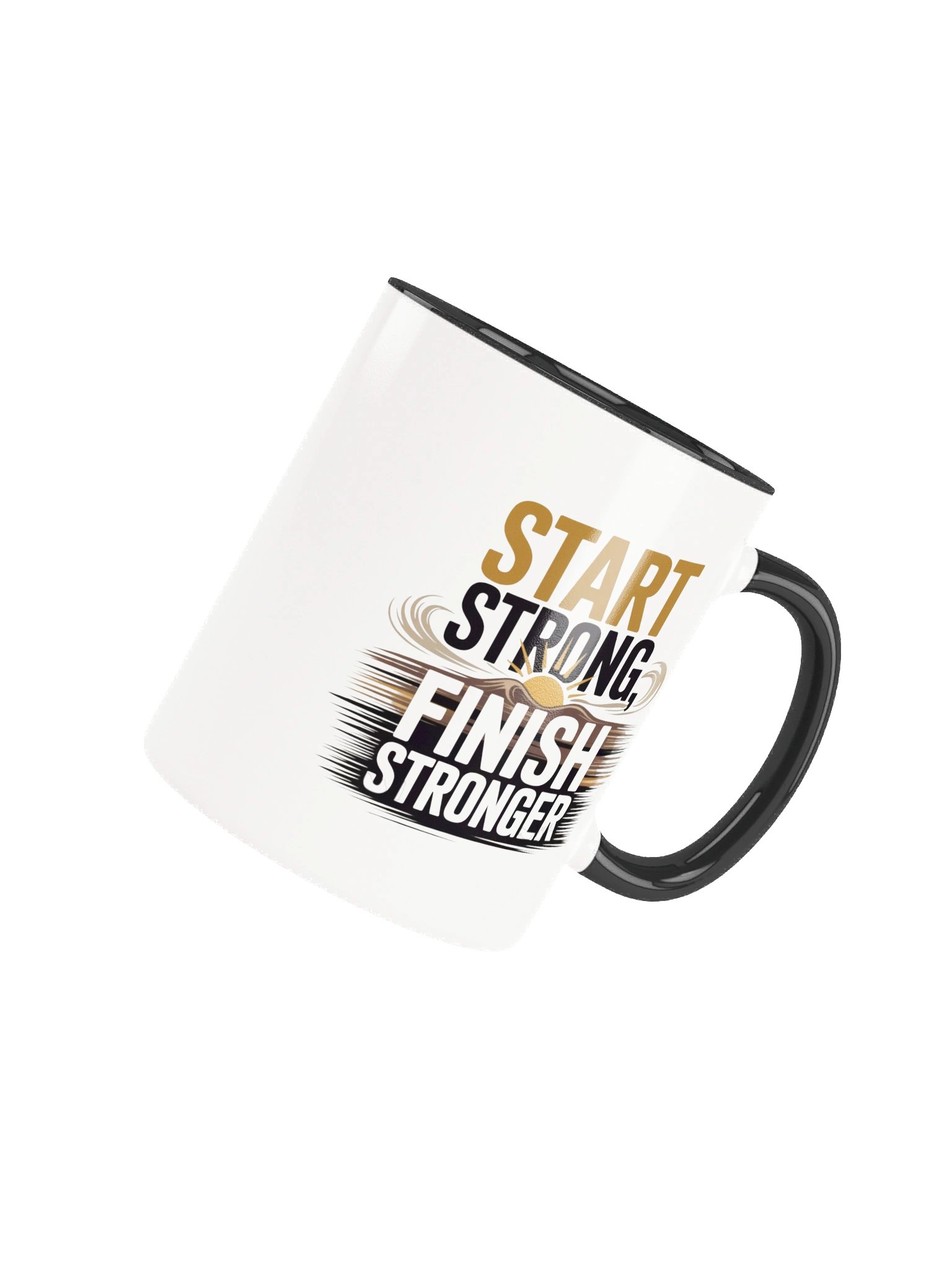Start Strong Finish Stronger Motivational Coffee Mug - with Color Inside product image (4)