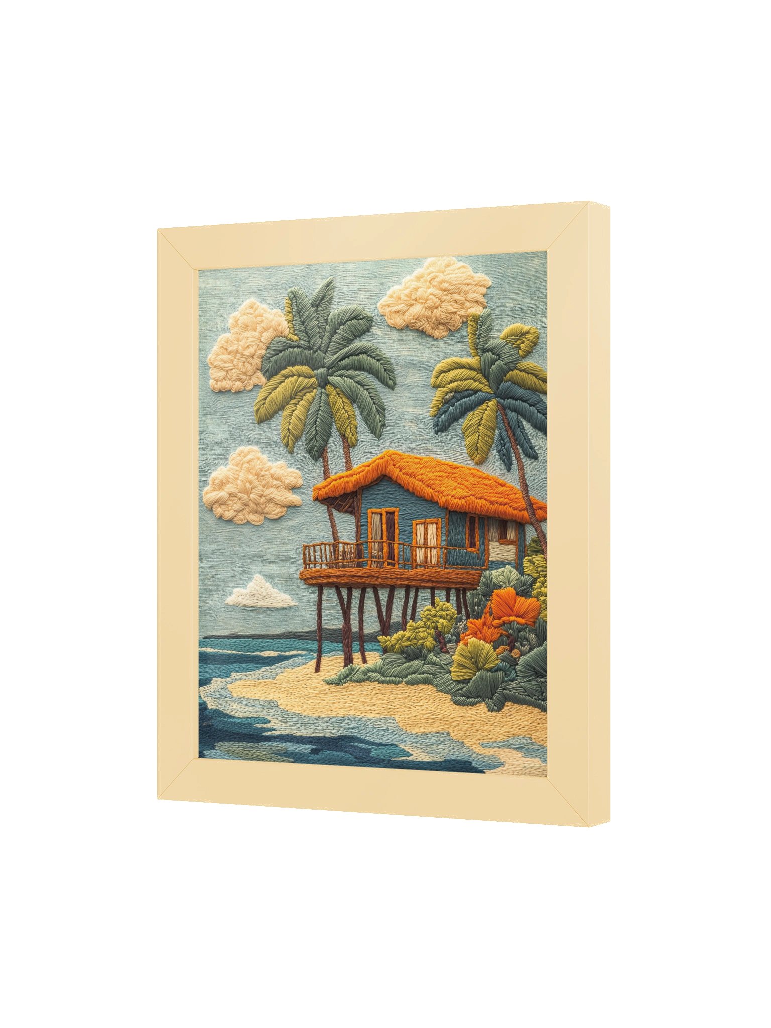 Island Days in Thailand | Embroidery-Style Wall Art — Framed Print product image (3)