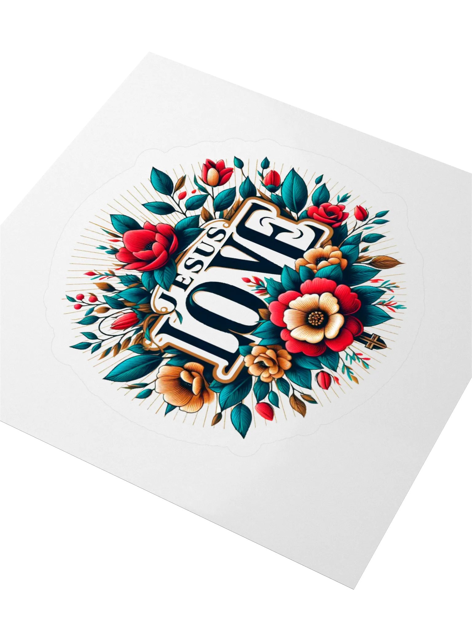 Floral Jesus Charm Kiss Cut Stickers. product image (3)