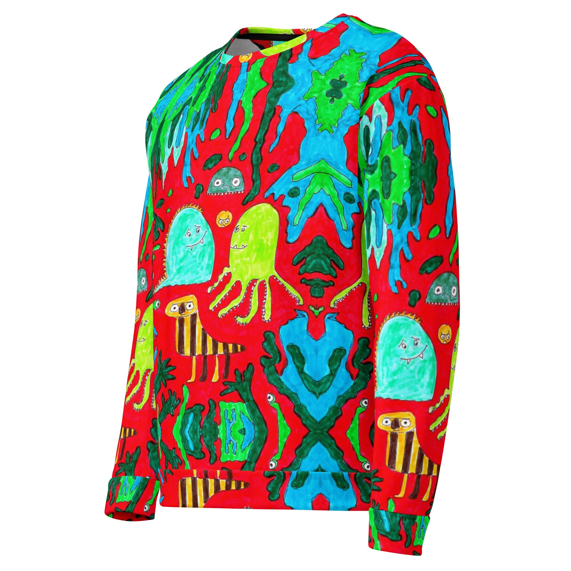 Abstract Doodle Monsters in Red All-Over Sweatshirt product image (6)