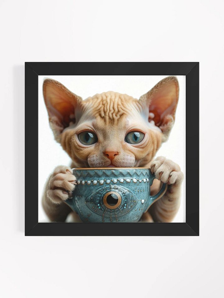 Coffee Lover Cute Hairless Sphynx Kitten Wall Art product image (1)
