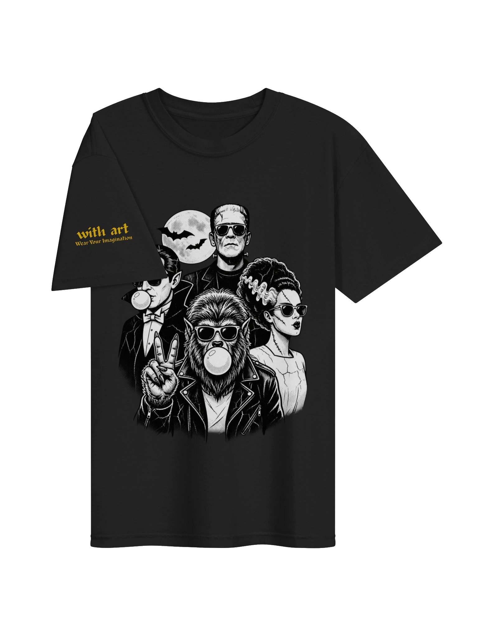 Classic Monsters Squad T-Shirt | Cool Retro Dracula Frankenstein & Wolfman Graphic Tee product image (22)