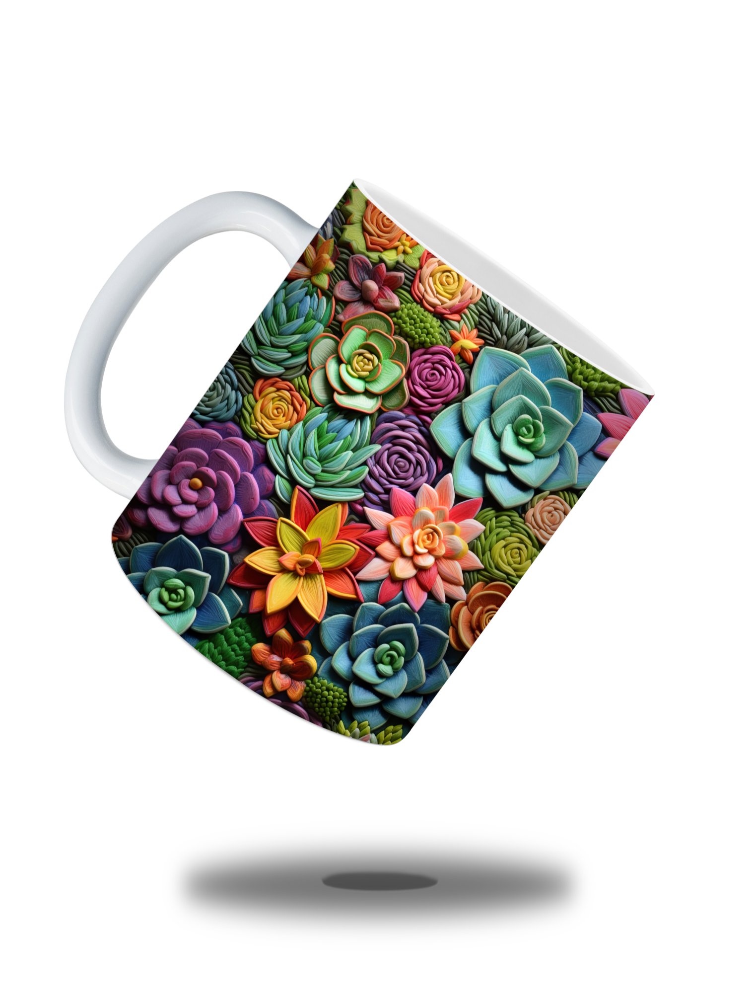 Succulent Garden 11oz Coffee Mug – Vibrant Succulent Plant Design Ceramic Cup – Perfect for Plant Lovers and Unique Gifts product image (2)