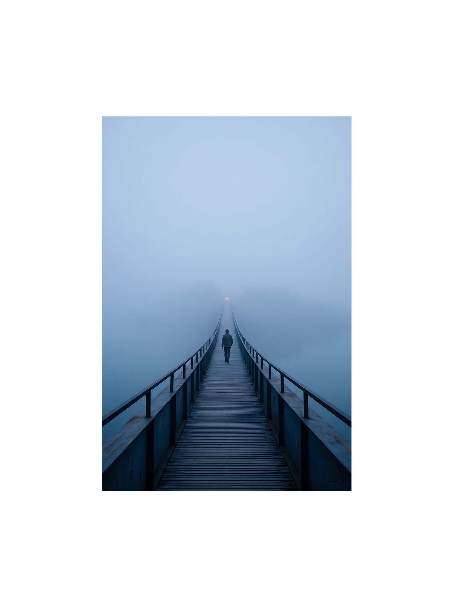 Blue Hour Crossing - Moody Minimalist Landscape Wall Art product image (1)