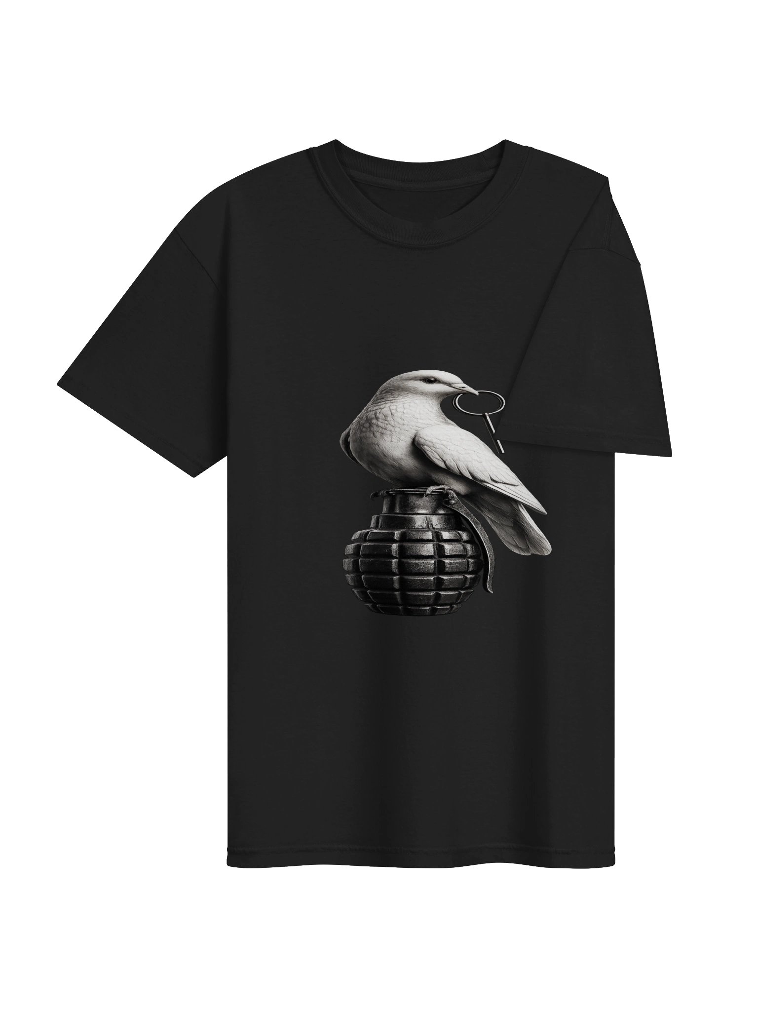 Dove & Grenade Graphic Tee | Edgy Anti-War Streetwear Shirt product image (3)