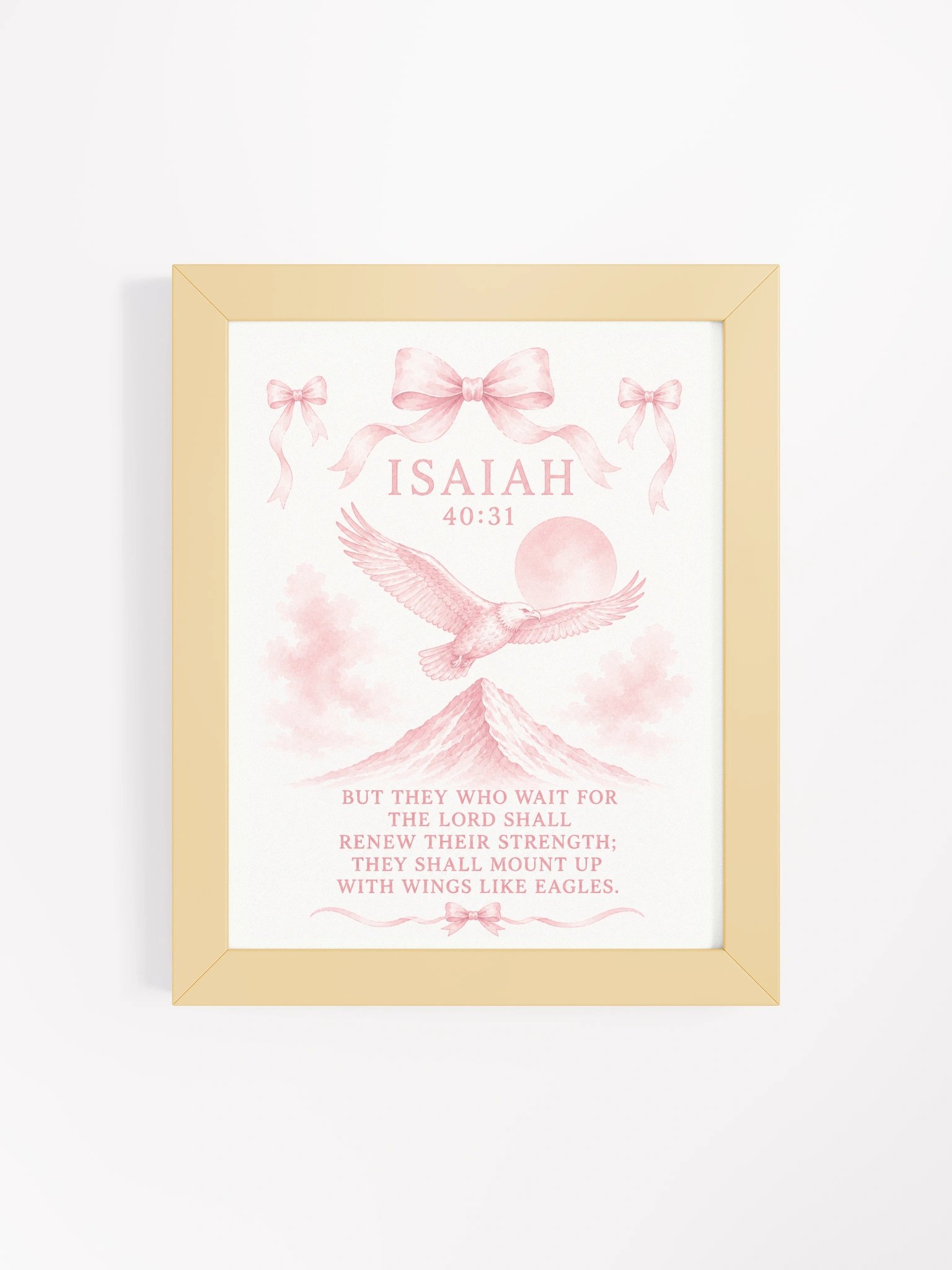 They Shall Mount Up With Wings As Eagles Isaiah 40:31 Faith Wings | Pink Coquette Framed Christian Wall Art product image (4)