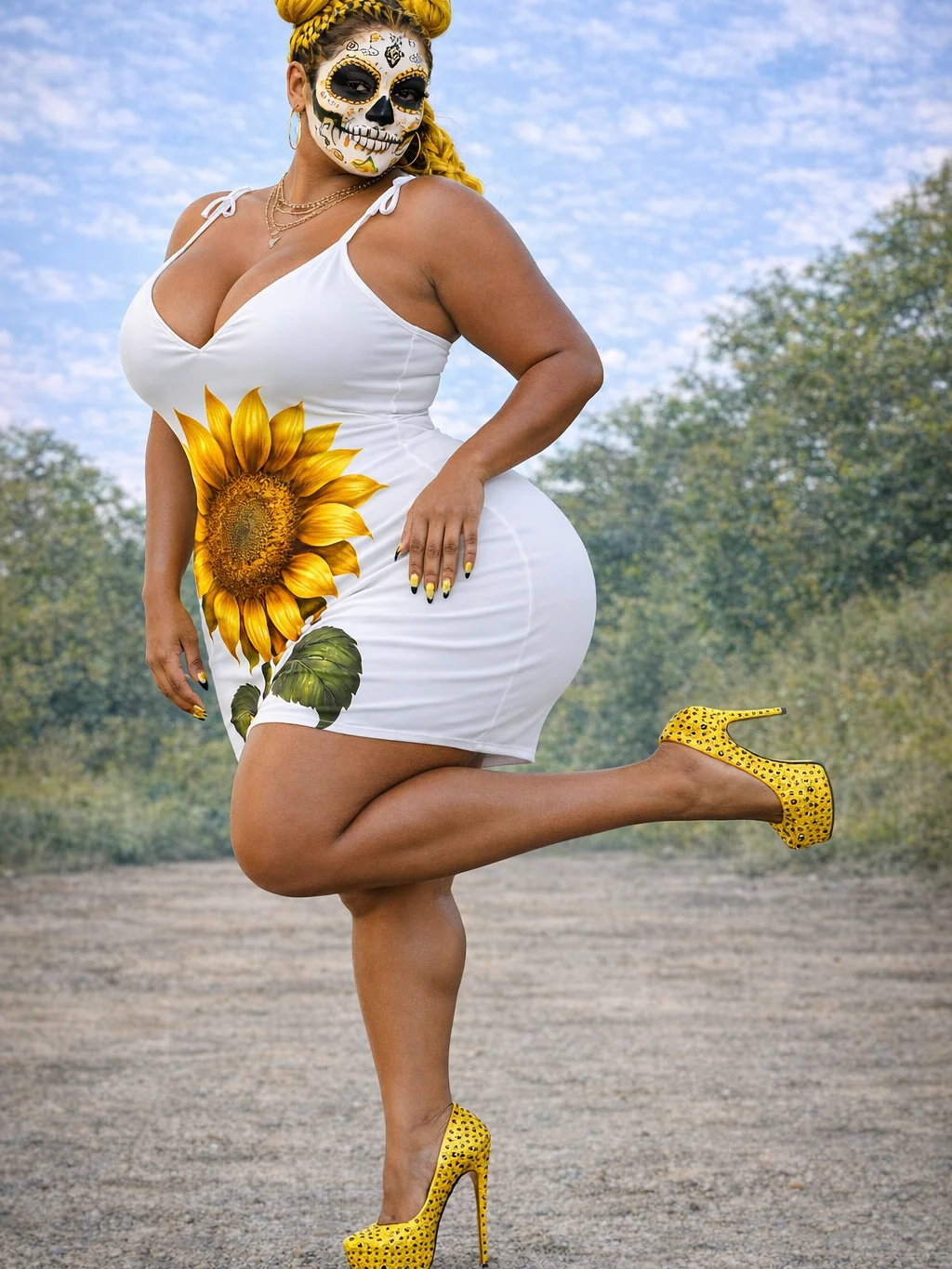 Sunflower Serenade Print Slip Dress product image (8)