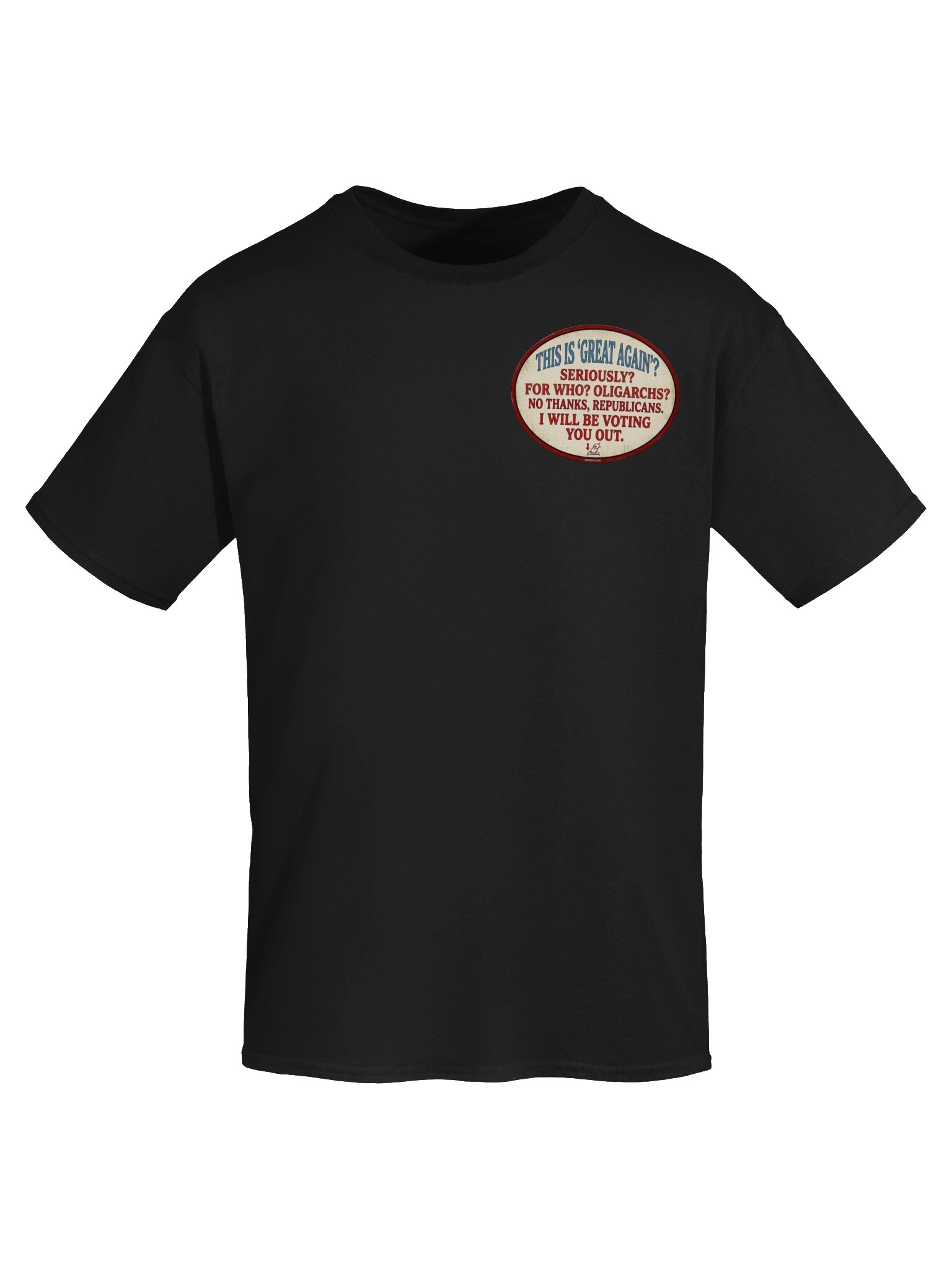 High quality Gildan Heavyweight tee says: "This is 'Great Again'? Seriously? For who? Oligarchs? No thanks, republicans. I will be voting you out." product image (43)