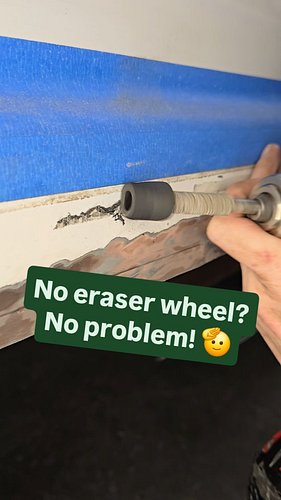 🧠 Removing trim adhesive? We saved a trip to the store and just pushed a piece of fuel line over an old bit, and POOF! 🪄 Adhe...