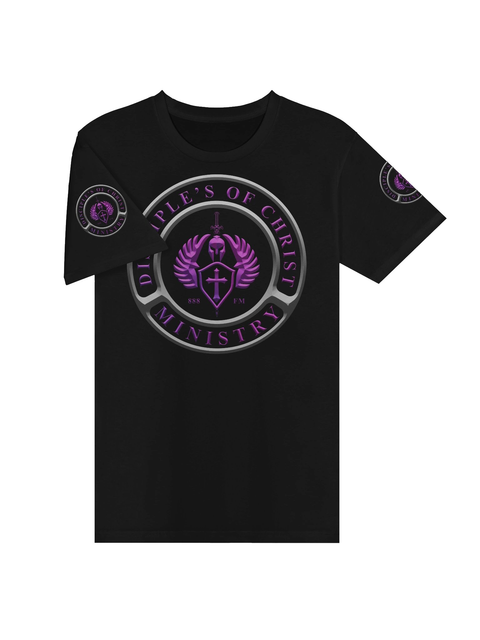 Disciples of Christ Ministry Shirt – Purple Christian Warrior Crest on Black Faith Streetwear Tee product image (5)