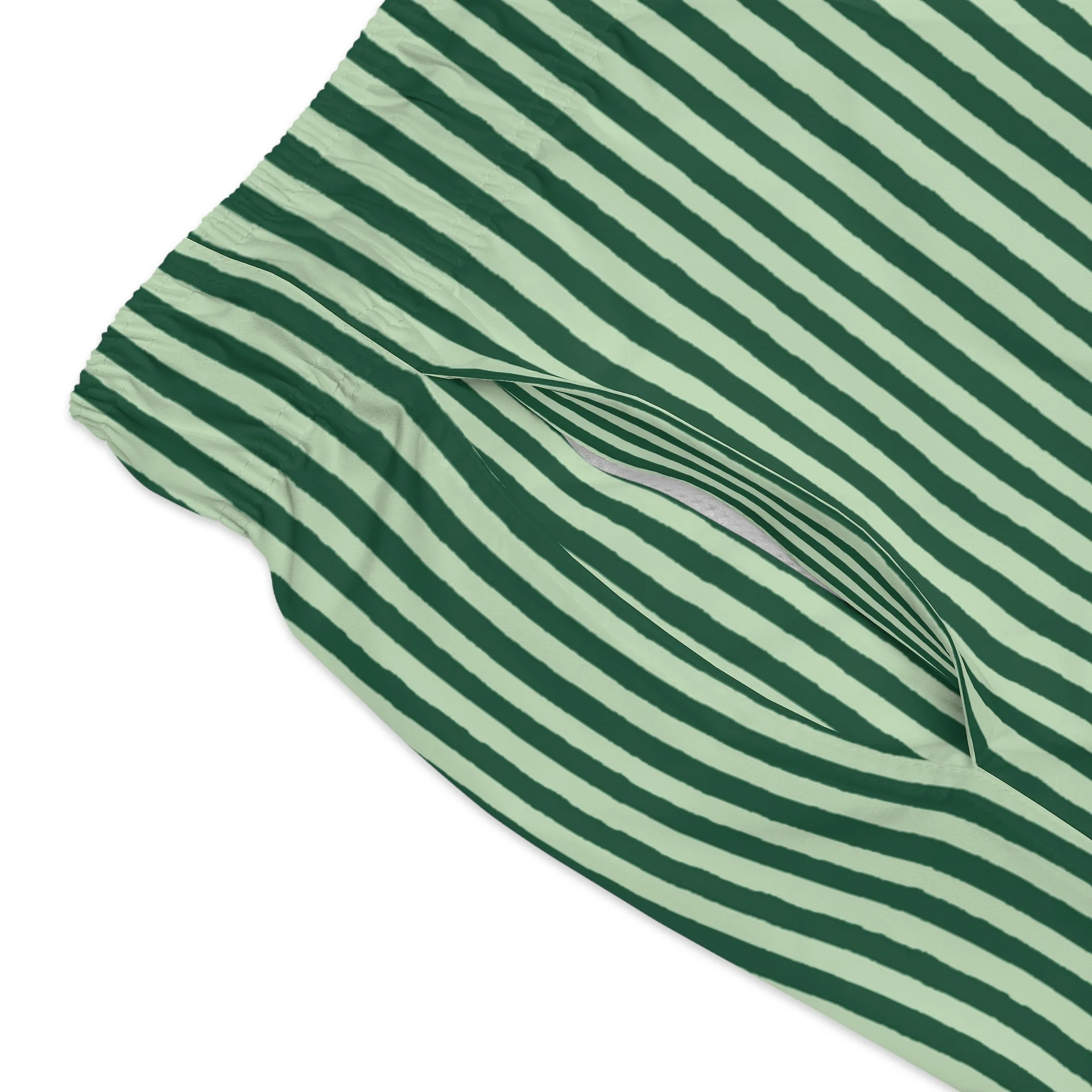 Seaweed Green Paisley and Stripes Swim Trunks product image (3)