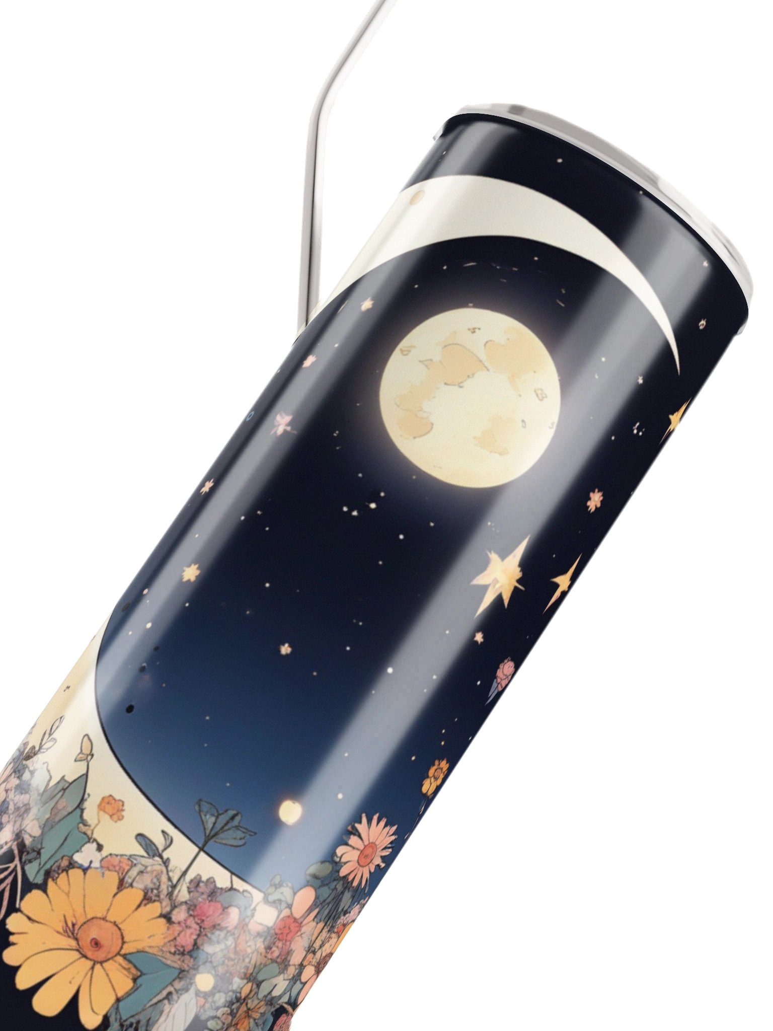 Floral Crescent Moon Tumbler | Celestial Wildflower Travel Cup product image (4)