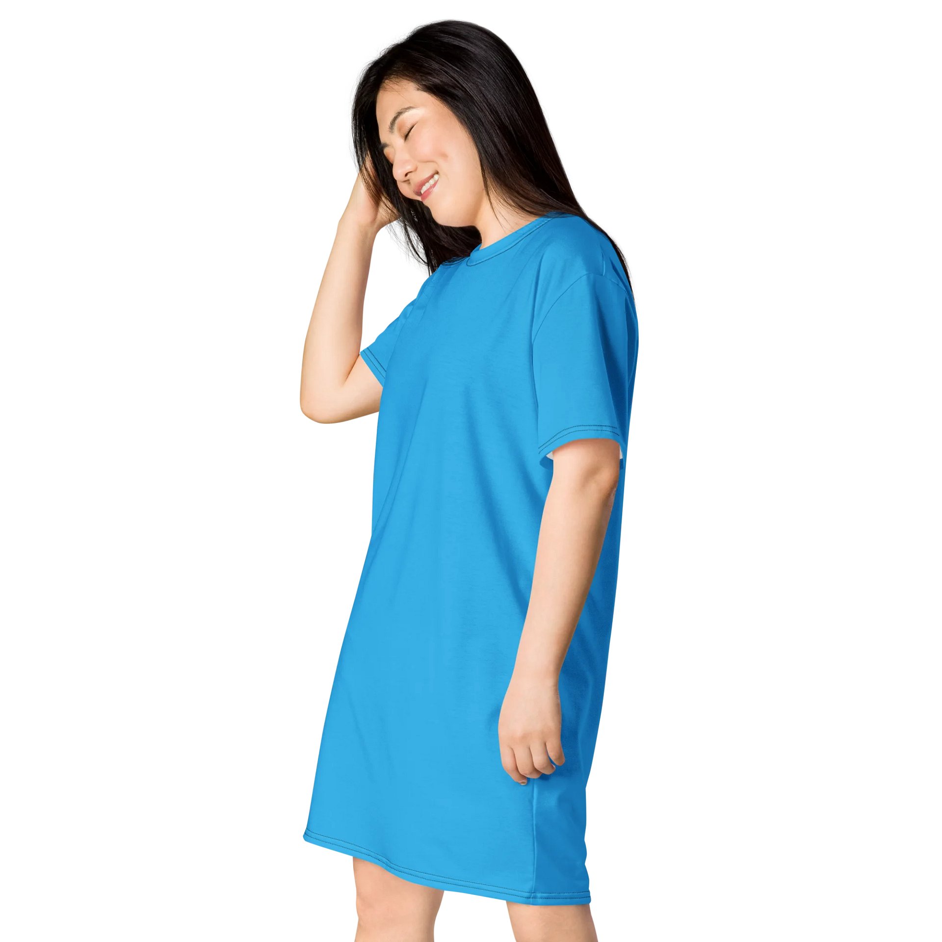 Oversized T-Shirt Dress - Vibrant Deep Sky Blue, Sizes 2XS-6XL product image (3)