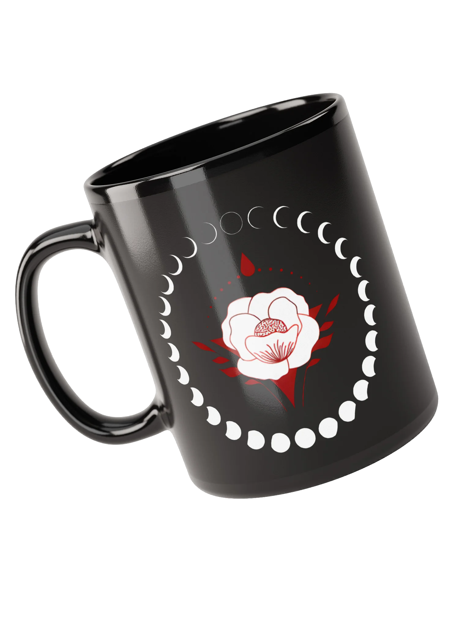 New Moon Cycle Floral Coffee Mug Black | Well Women Rising product image (5)