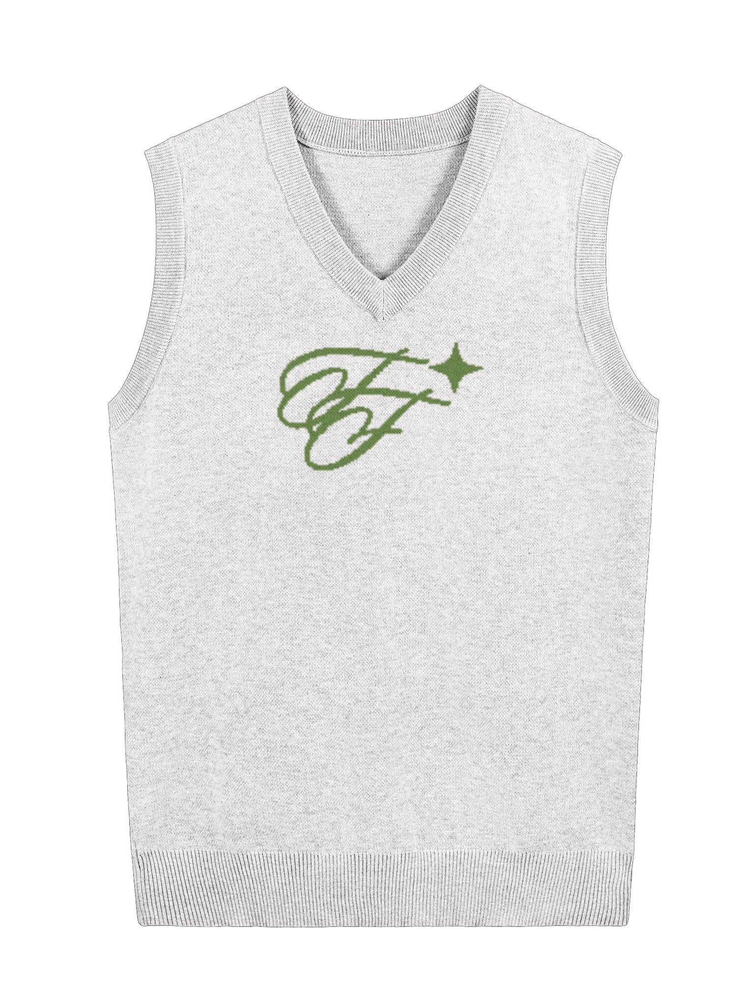 F&F Knitted V-Neck Vest Tournament (WHT) product image (1)