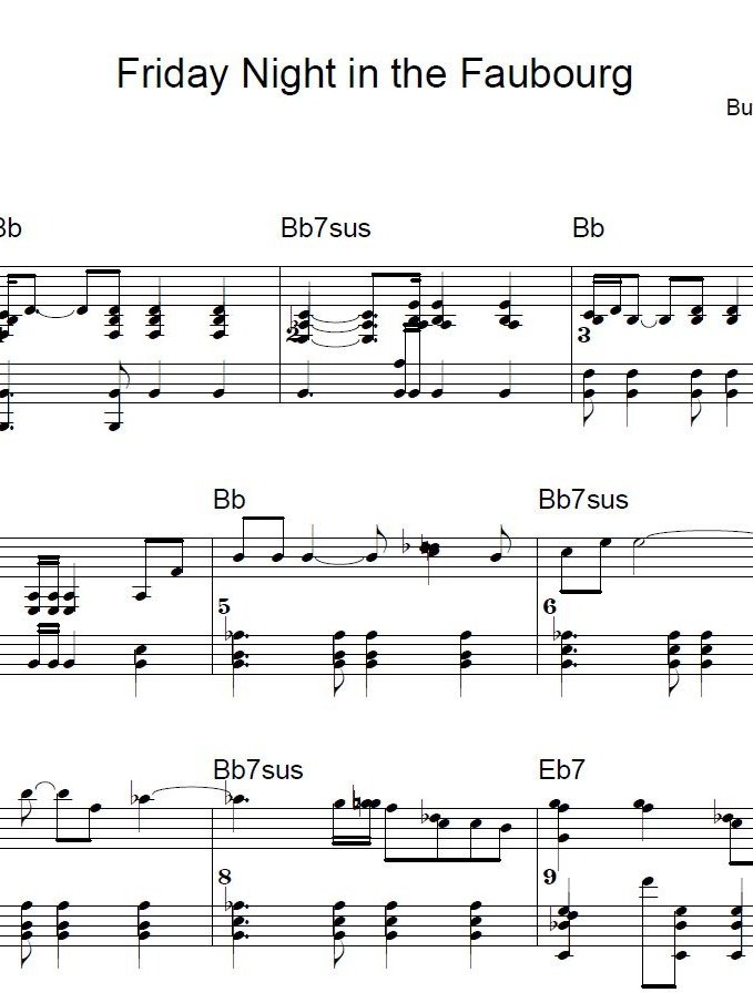 Friday Night in the Faubourg - Blues piano - Piano sheet music product image (1)