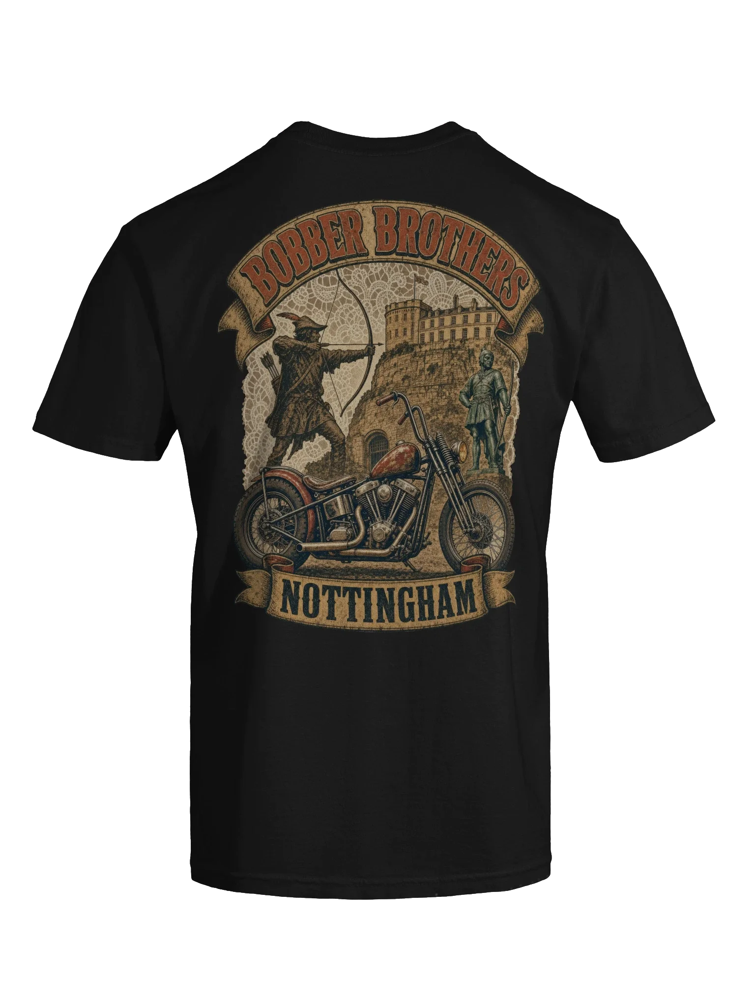 Nottingham motorcycle t-shirt design by Bobber Brothers