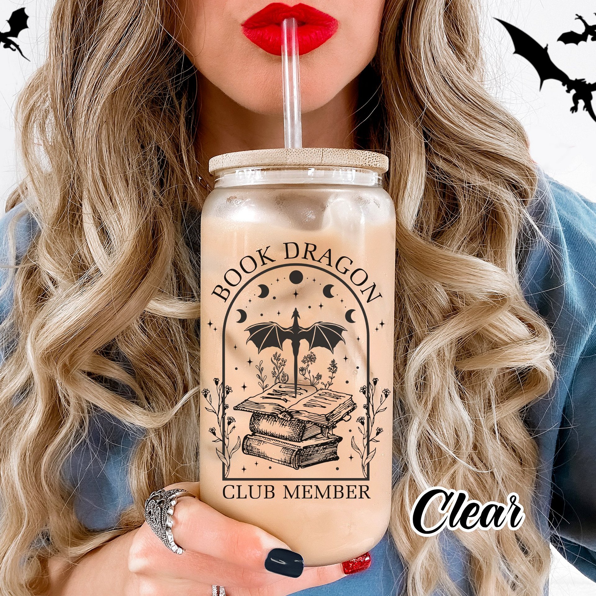 Book Dragon Club Member PNG Romantasy Smut Reader Bookish 16oz Libbey Glass Soda Can, YA Fantasy Book, Instant Digital Download product image (3)