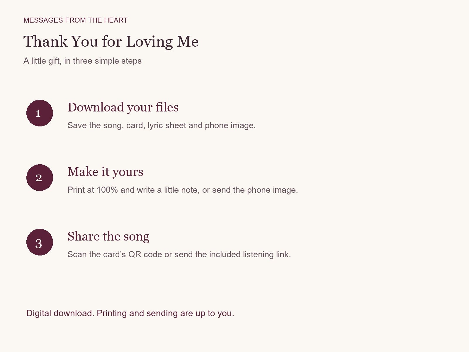 Thank You for Loving Me — Printable Song Gift product image (3)