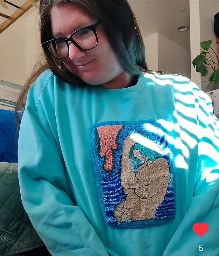 Turquoise Haired Beauty Hand Embroidered Crewneck Sweatshirt product image (1)