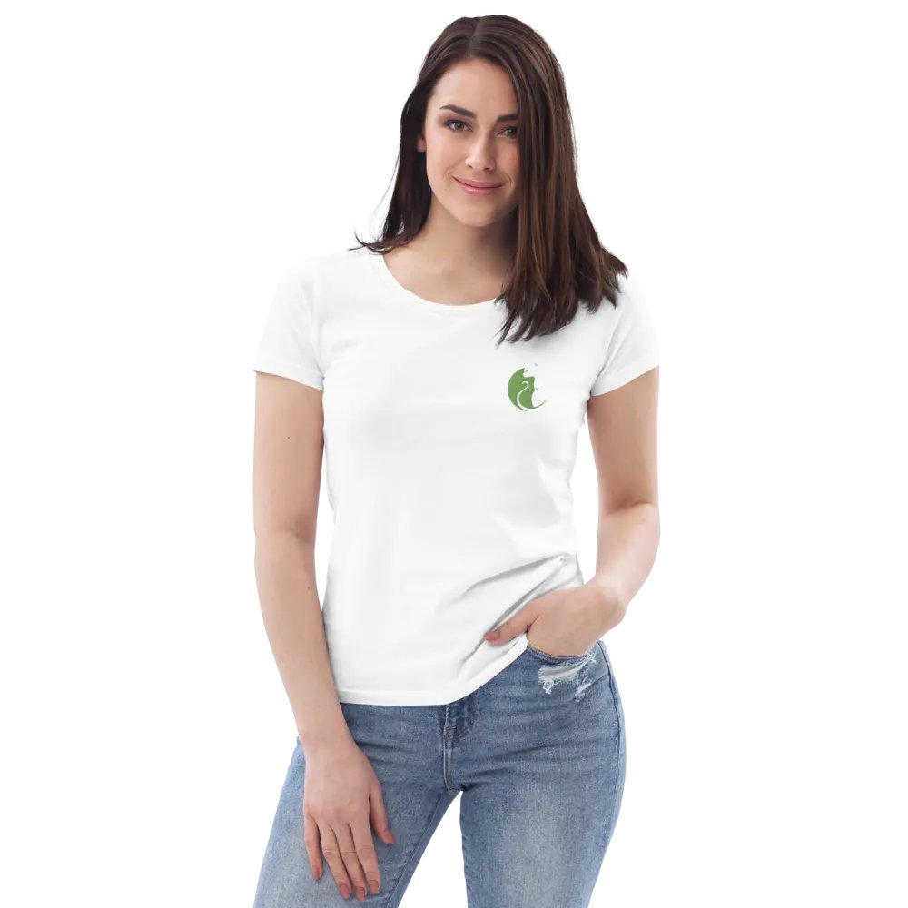 KawaiiKitten Embroidered Organic White Tee! product image (6)