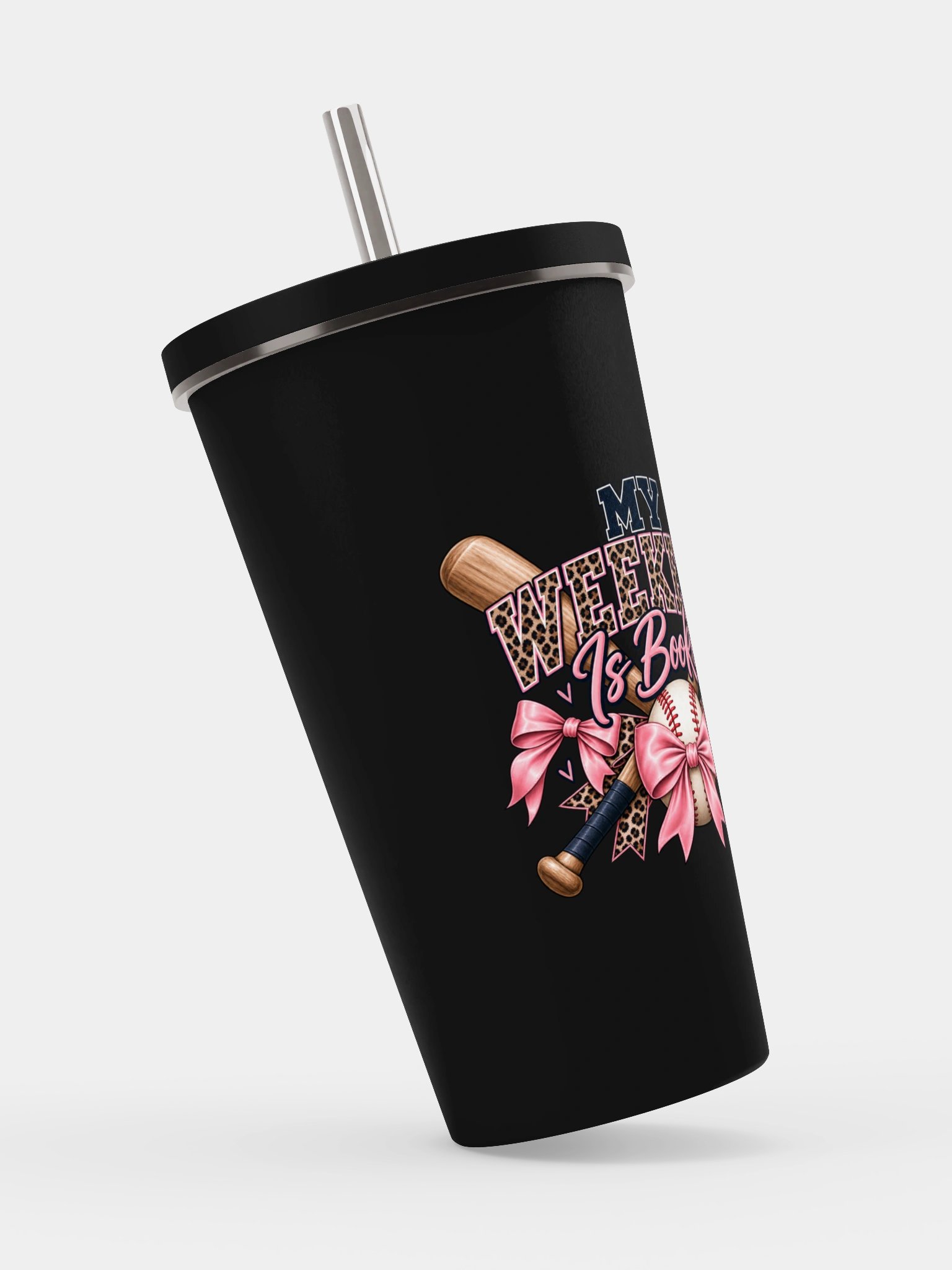 My Weekend Is Booked Tumbler | Baseball Mom Cup with Straw product image (2)