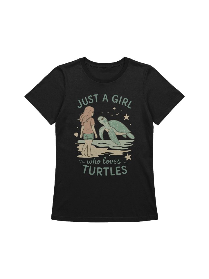 Retro Ocean Design with Girl and Sea Turtle – Cute Pastel Beach Scene for Marine Life Lovers product image (1)