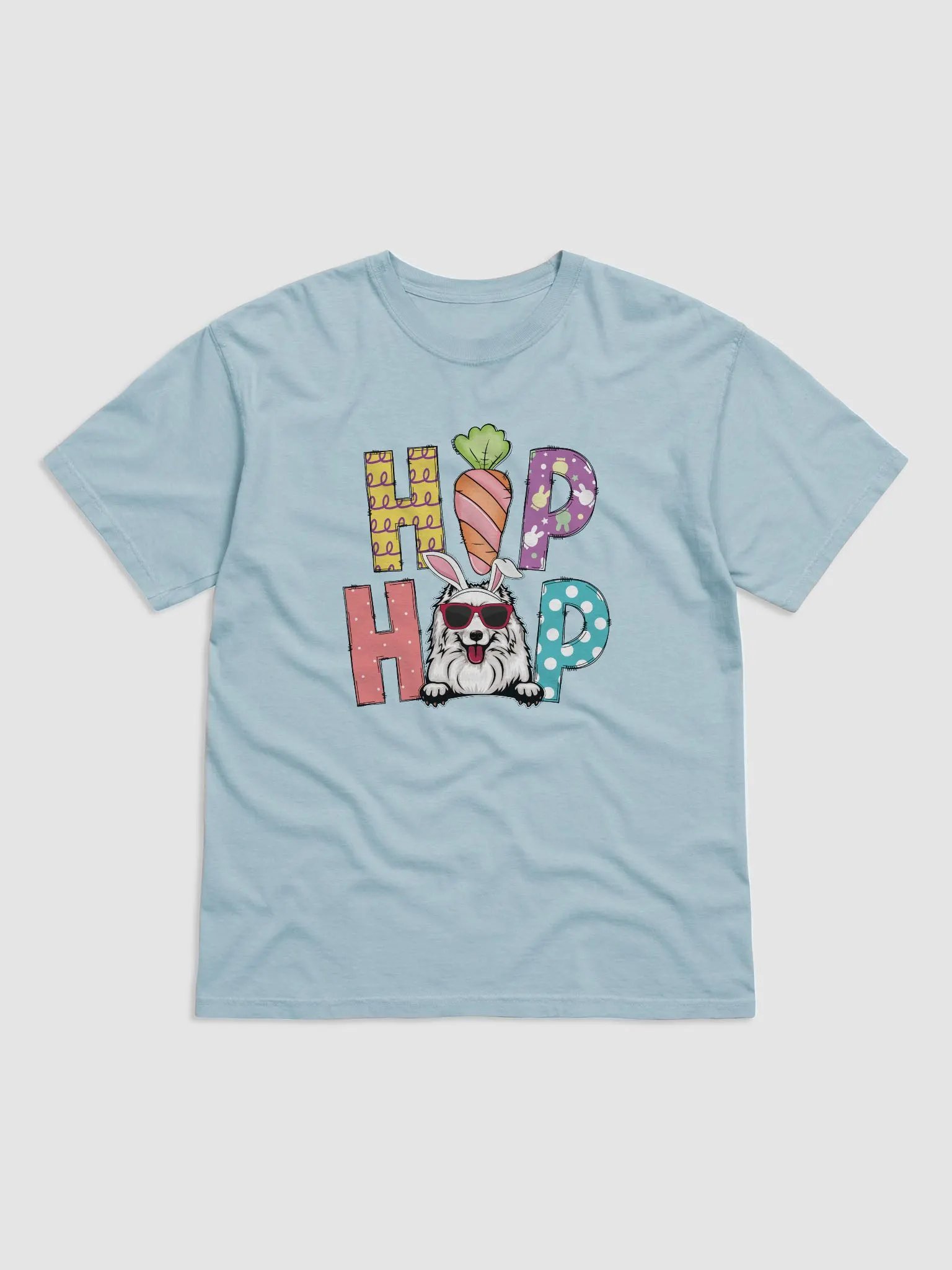 Hip Hop Easter Samoyed T-Shirt | Cute Easter Day Samoyed Wearing Bunny Ears and Sunglasses product image (7)