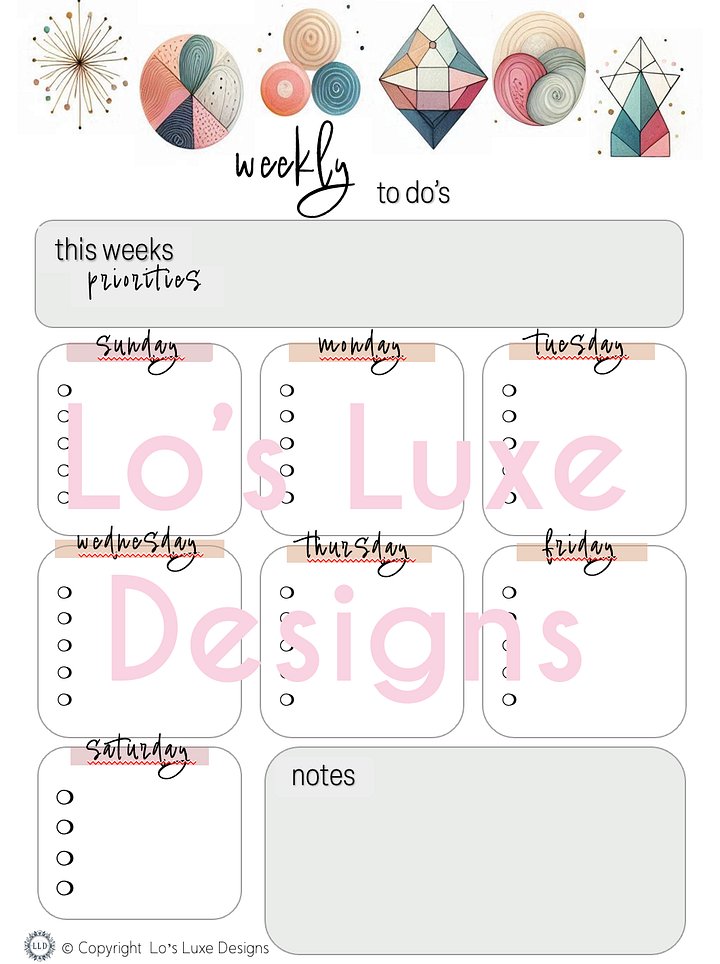 Vibrant Abstract To Do List Bundle - 8.5x11 Printable product image (2)