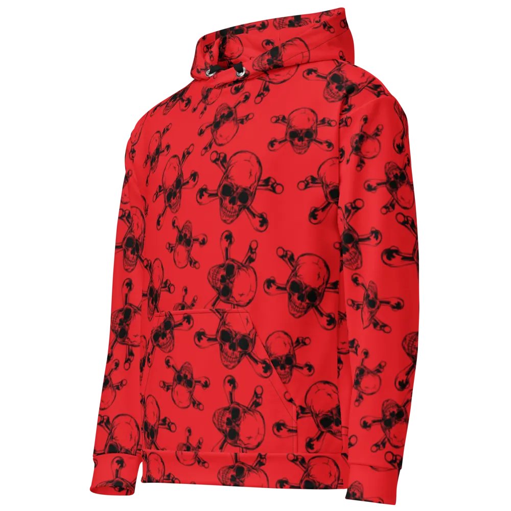 Skull & Bones - Red - All-Over Print Recycled Unisex Hoodie product image (6)