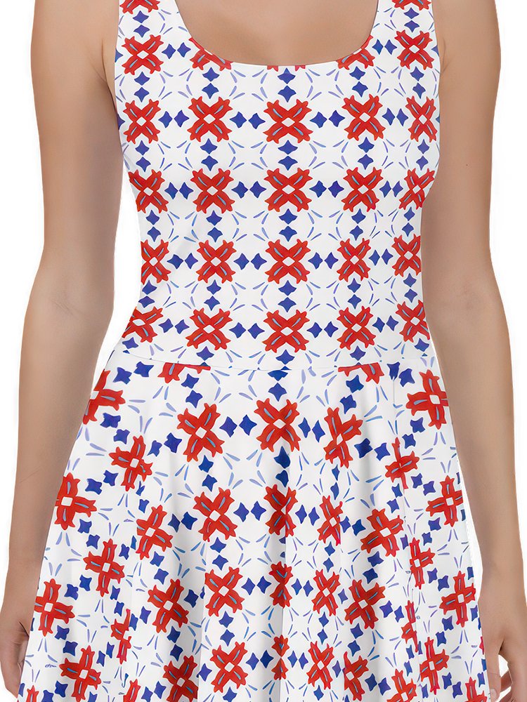 Bold Red & Blue Floral Dress product image (2)