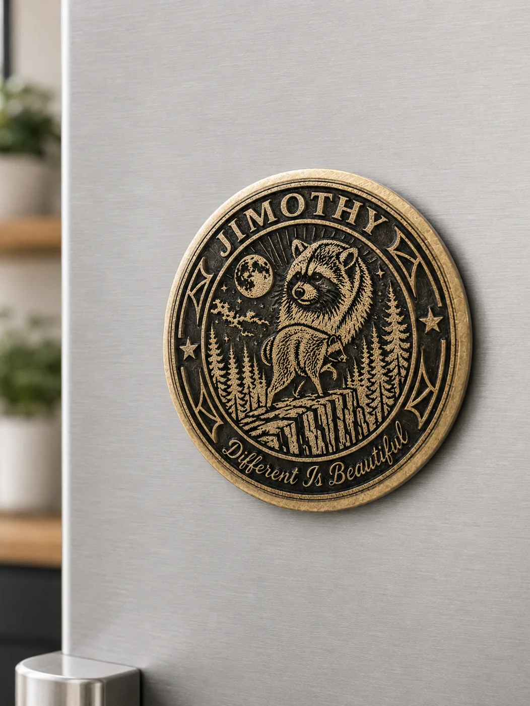 Jimothy, Different Is Beautiful Brass Coin Magnet - Jimothy Merch product image (2)