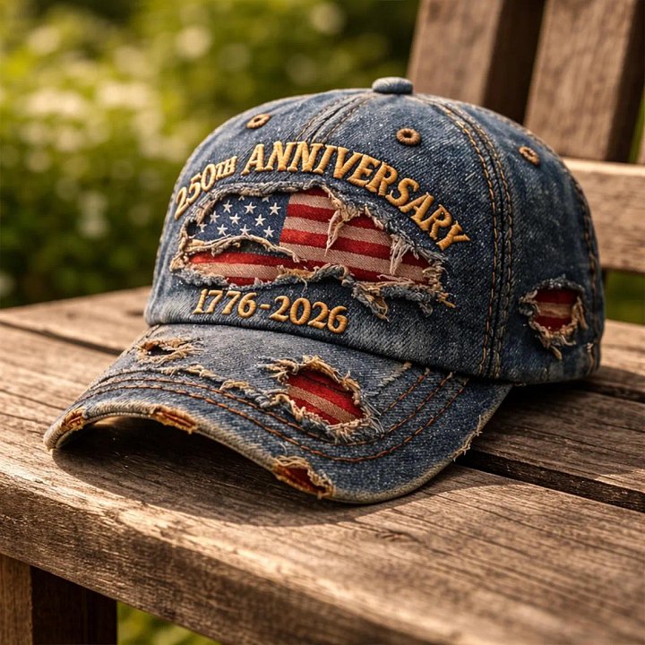 USA 250th Anniversary Distressed Denim Cap – 1776-2026 Patriotic Hat product image (2)