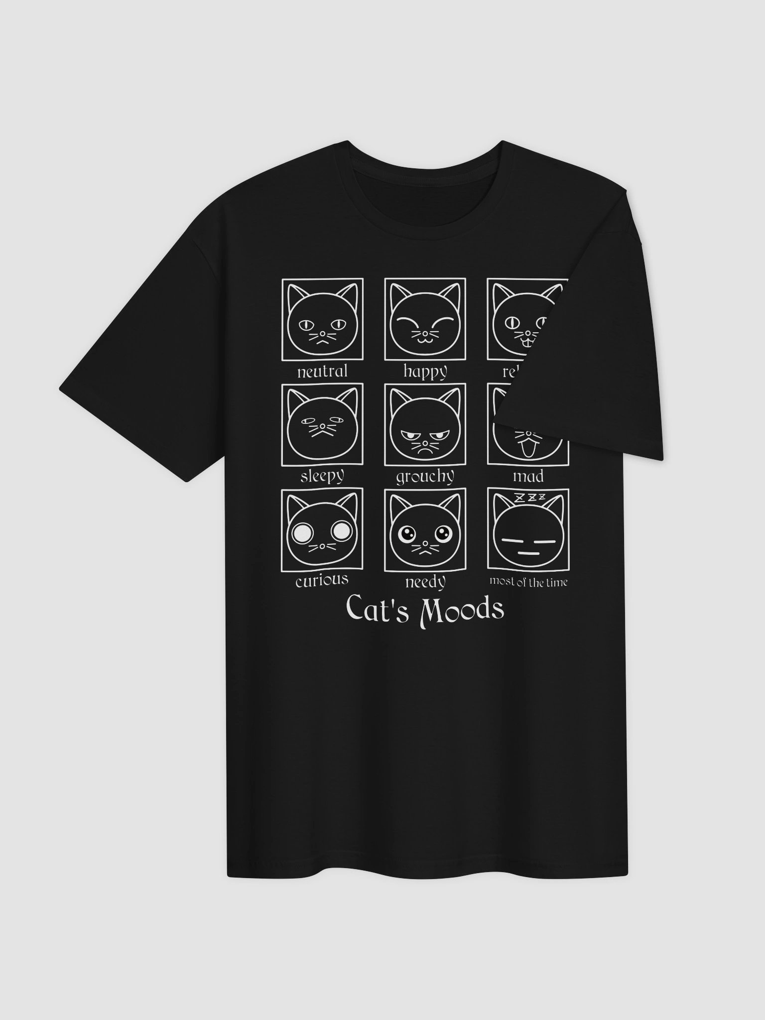 Cat's Moods (White Print) - Unisex Adult Super Soft Lightweight T-shirt product image (3)