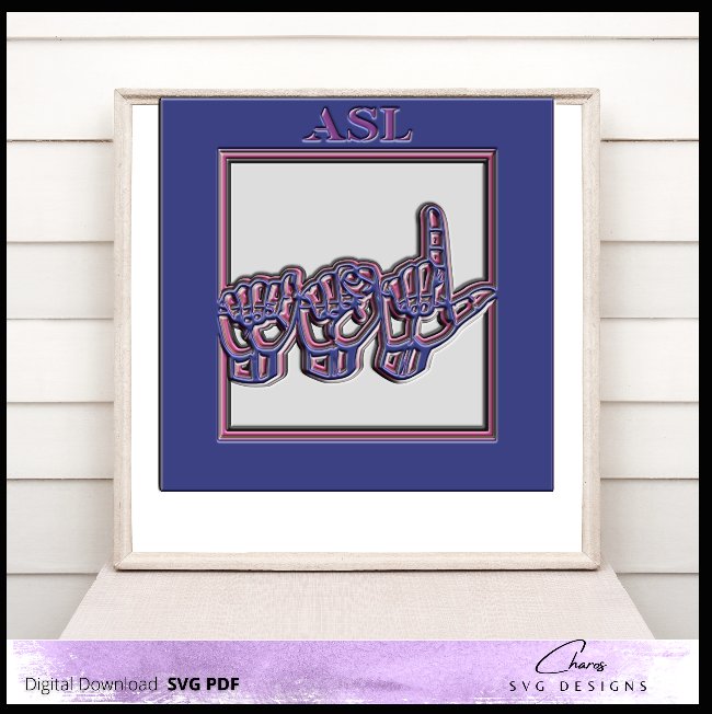 ASL (American Sign Language) 3D Shadow Box SVG Layered Shadow Box Design product image (4)