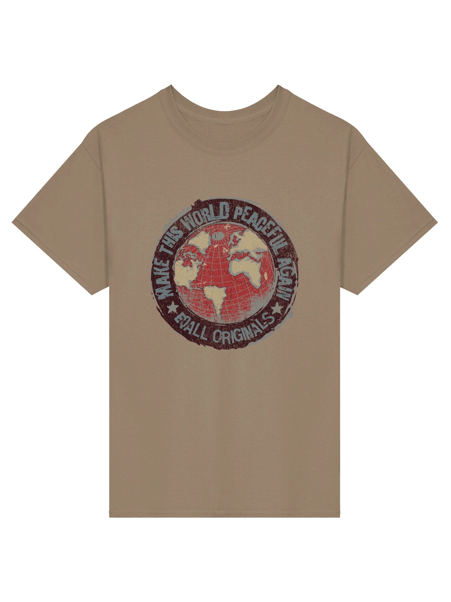 World Peace_EQALL® Originals Unisex Gildan Tee_Grey / Red / Beige product image (2)