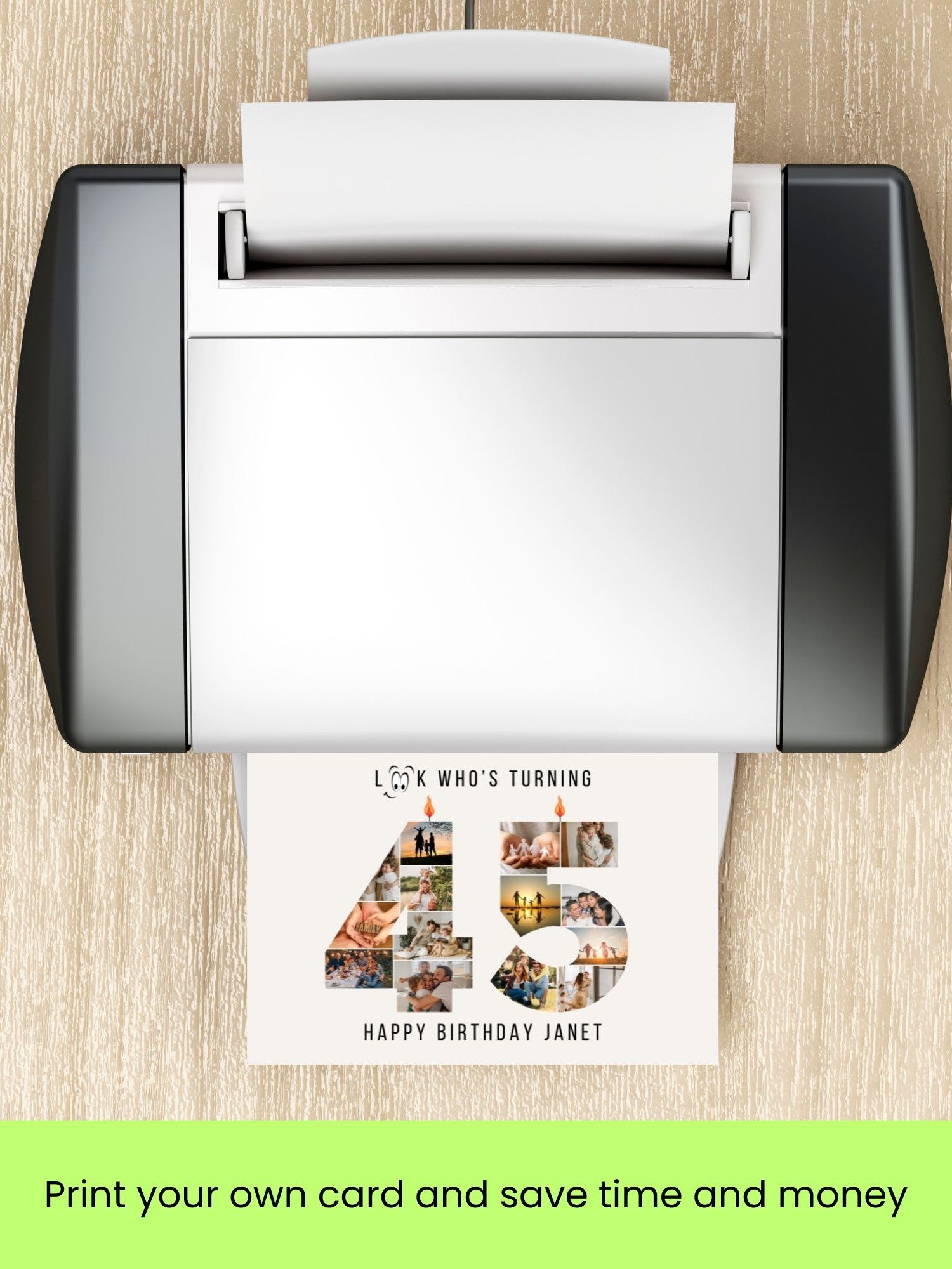 45th Birthday Number Photo Card Canva Template | auseller