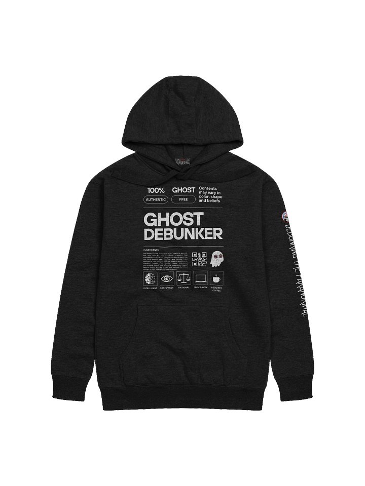 Ghost Debunker Hoodie – Product Label Edition product image (1)
