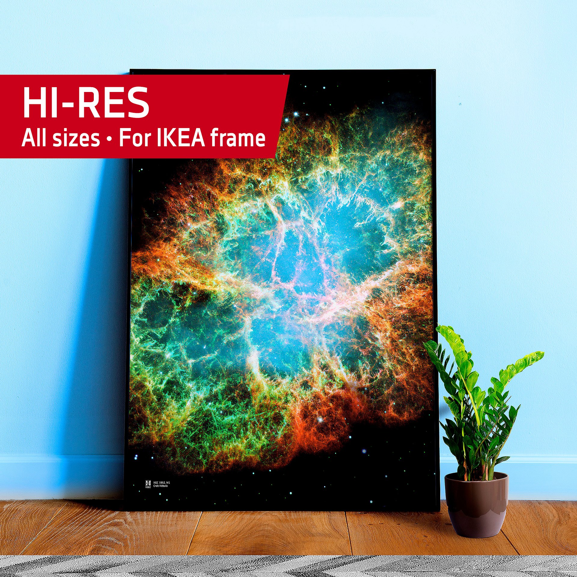 Crab Nebula. M1, NGC 1952, NASA Hubble Space Telescope — Hi-Res Space poster, science poster, space photo product image (1)
