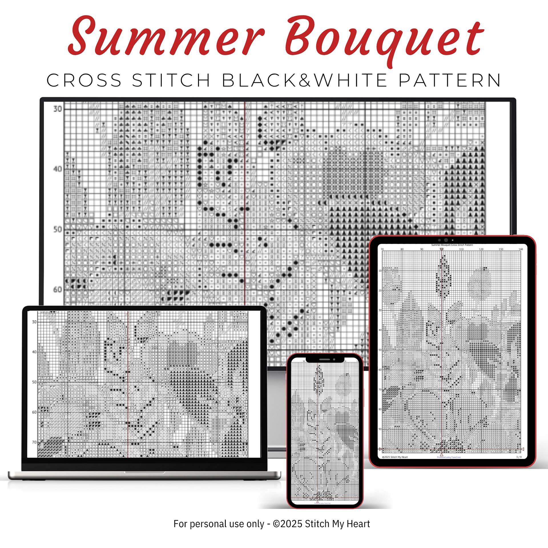 Summer Bouquet Cross Stitch Pattern product image (4)
