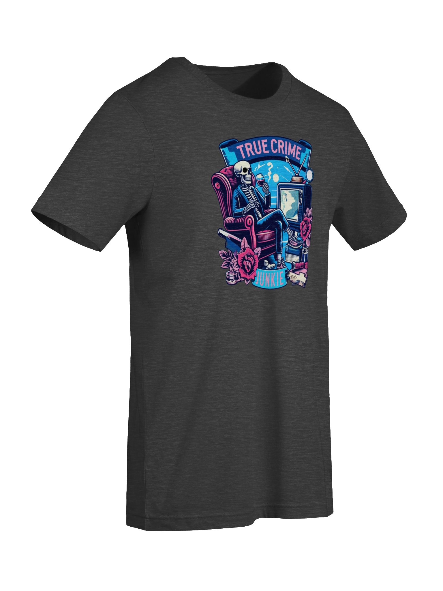 True Crime Junkie T-Shirt | Skeleton True Crime Lover Graphic Tee product image (7)